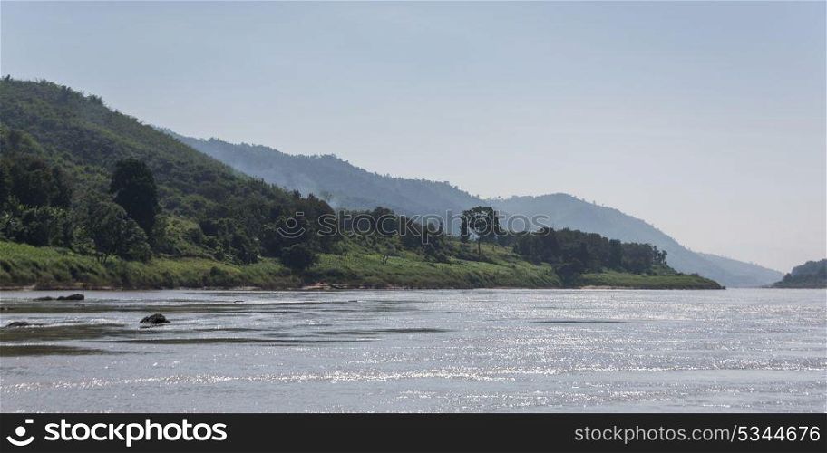 Scenic view of riverbank along the River Mekong, Bokeo Province, Laos