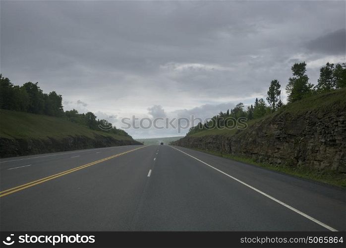 Scenic view of road passing through landscape, Fredericton, New Brunswick, Canada