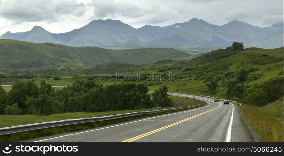 Scenic view of road passing through landscape, Pincher Creek No. 9, Southern Alberta, Alberta, Canada