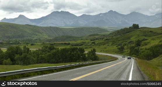 Scenic view of road passing through landscape, Pincher Creek No. 9, Southern Alberta, Alberta, Canada