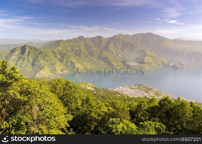 Scenic view of San Pedro, Lake Atitlan from the San Pedro volcano hike