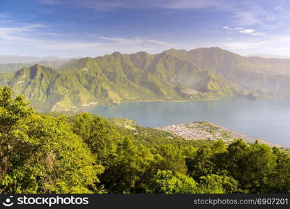 Scenic view of San Pedro, Lake Atitlan from the San Pedro volcano hike