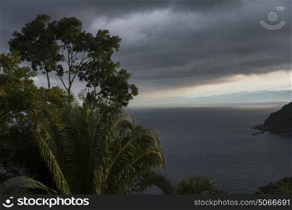 Scenic view of sea against cloudy sky, Yelapa, Jalisco, Mexico