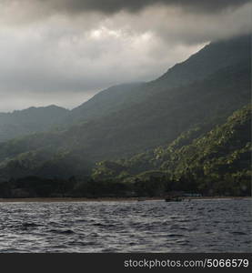 Scenic view of sea near mountains, Yelapa, Jalisco, Mexico