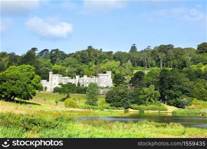 Scenic view of the Cornish Caerhays Castle in the south coast of Cornwall