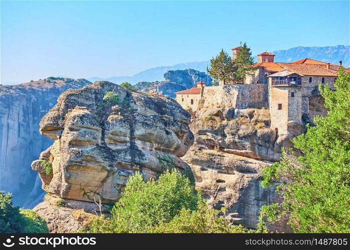 Scenic view of The Holy Monastery of Varlaam in Meteora, Greece - Greek landscape