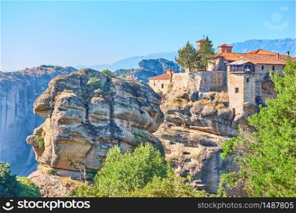 Scenic view of The Holy Monastery of Varlaam in Meteora, Greece - Greek landscape