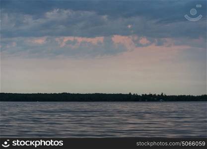 Scenic view of the lake at sunset, Lake of The Woods, Ontario, Canada