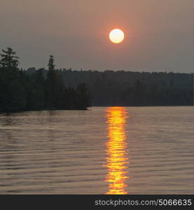 Scenic view of the lake at sunset, Lake of The Woods, Ontario, Canada