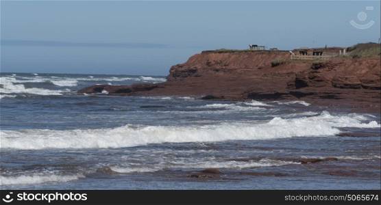 Scenic view of waves on beach, New Glasgow, Cavendish, Prince Edward Island National Park, Prince Edward Island, Canada