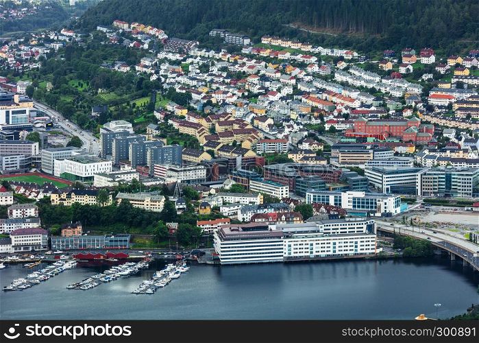 scenic view on northern European city Bergen in Norway.