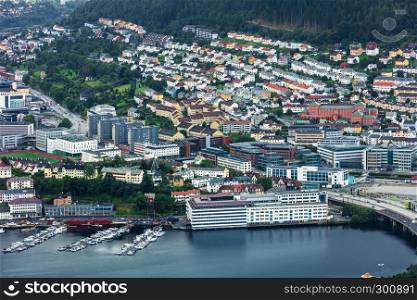 scenic view on northern European city Bergen in Norway.