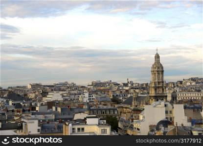 Scenic view on rooftops in Paris France