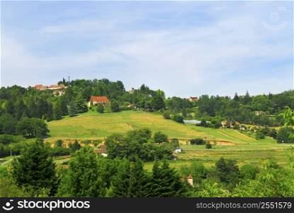Scenic view on rural landscape in Perigord, France