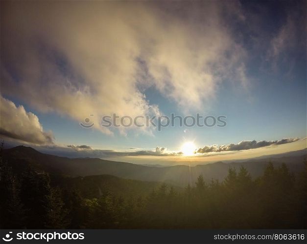 scenic views at sunset on top of mount mitchell