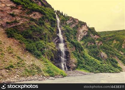 Scenic Waterfall in Alaska, USA