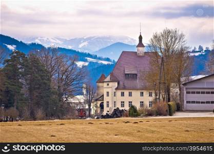 Schloss Wiesenau view in Lavanttal, landmark in Carinthia, Austria