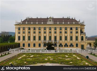 Schoenbrunn Castle in Vienna, Austria with gardens