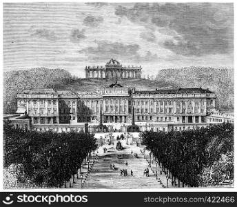 Schonbrunn Palace, vintage engraved illustration. History of France ? 1885.