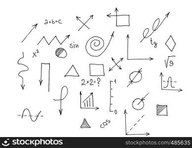 School and education. Set of school signs and symbols, flat design