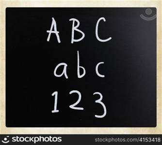 School blackboard handwritten with white chalk on a blackboard