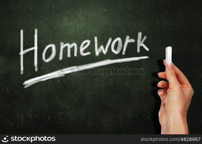 School board with the word homework written on it