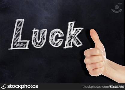 School board with the word Luck written on it