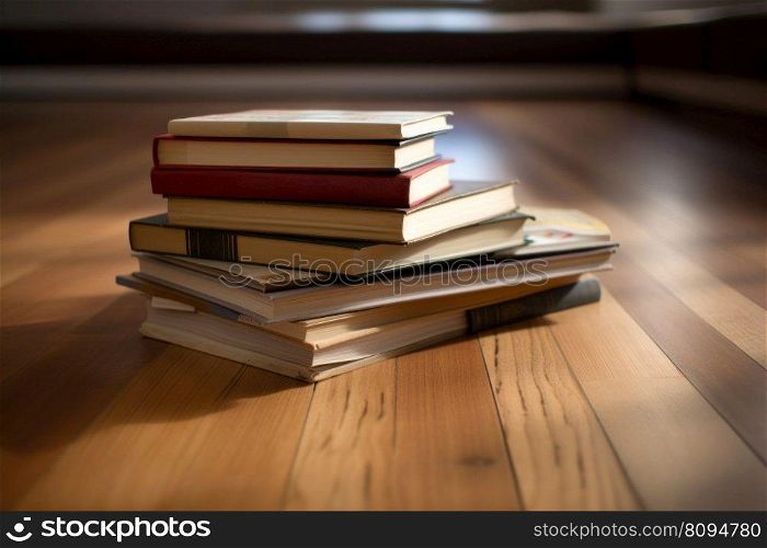 School books stack. Literature study. Generate Ai. School books stack. Generate Ai