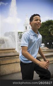 School boy in center plaza