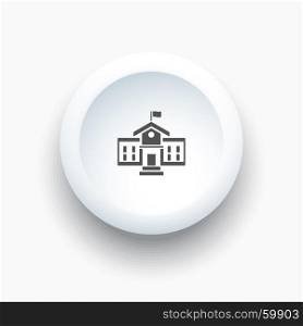 School building icon on a 3D white button