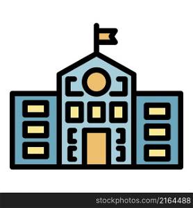 School building icon. Outline school building vector icon color flat isolated. School building icon color outline vector
