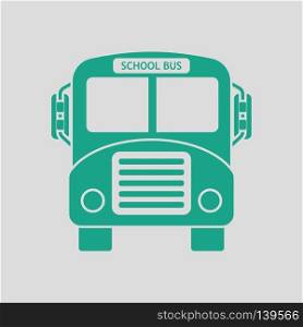 School bus icon. Gray background with green. Vector illustration.