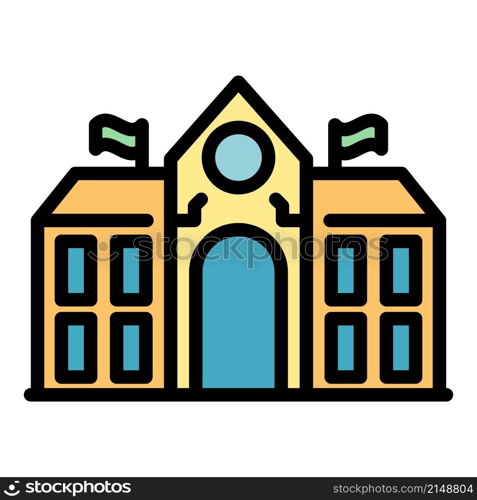 School campus icon. Outline School campus vector icon color flat isolated. School campus icon color outline vector