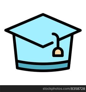 School cap icon. Outline school cap vector icon color flat isolated. School cap icon color outline vector