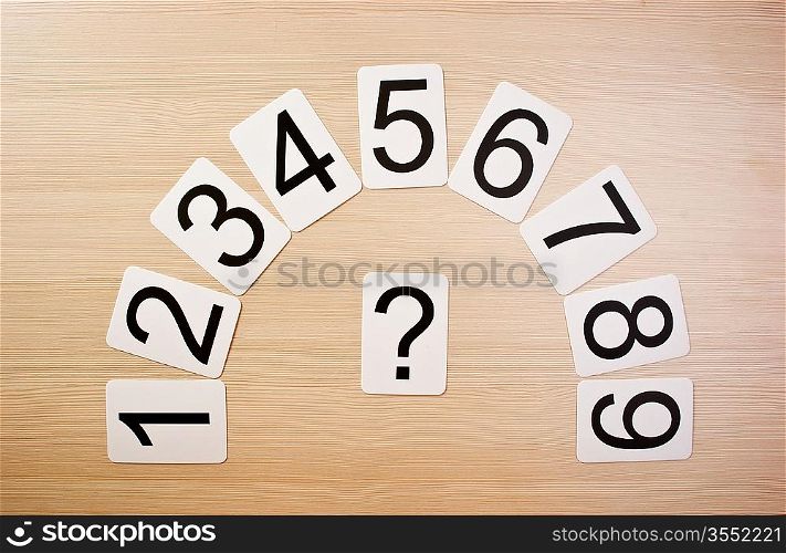 School card with numbers on the table