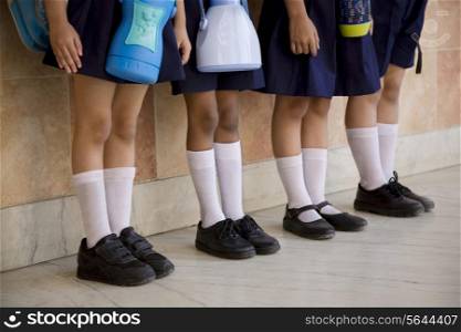 School children standing in a row