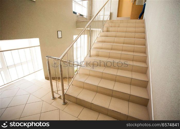 School corridor with stairs. School corridor with stairs, nobody indoor building