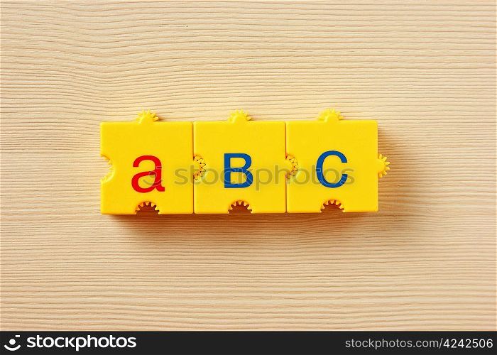 School cubes with letters on the table