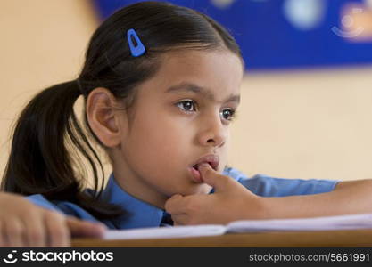 School girl at her desk