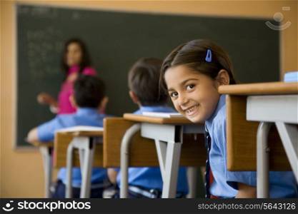 School girl in the classroom
