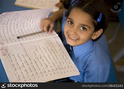 School girl with her notebook