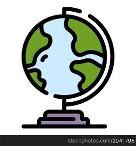 School globe icon. Outline school globe vector icon color flat isolated. School globe icon color outline vector