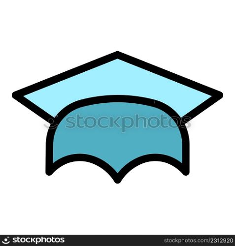 School graduation hat icon. Outline school graduation hat vector icon color flat isolated. School graduation hat icon color outline vector