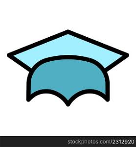 School graduation hat icon. Outline school graduation hat vector icon color flat isolated. School graduation hat icon color outline vector
