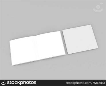 School notebook cover on a gray background. 3d render illustration.. School notebook cover on a gray background.
