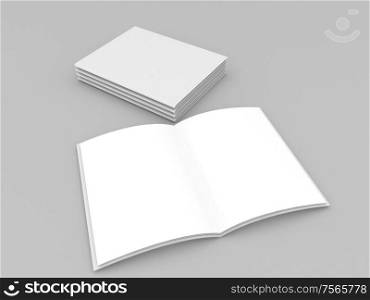 School notebook layout on a gray background. 3d render illustration.. School notebook layout on a gray background.