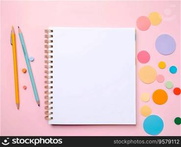 School notebook mockup. Back to school background with notebook and pencil. School notebook mockup. Back to school background with notebook and pencil.