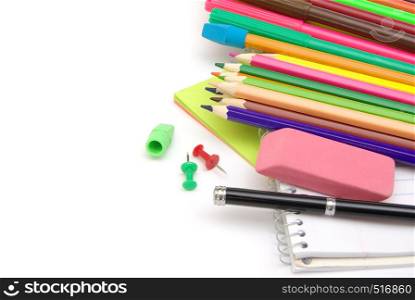 School stationery isolated over white