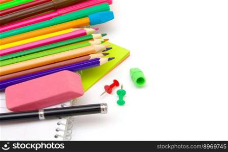 School stationery isolated over white 