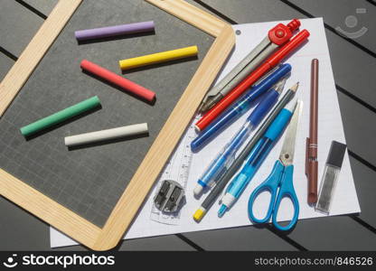 School supplies on a table